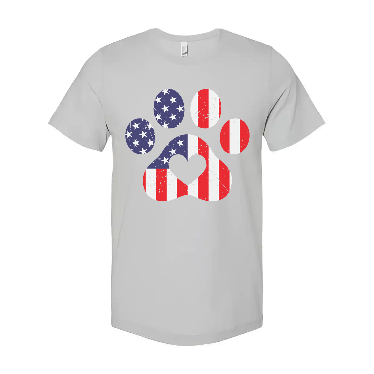 Unisex American Flag Paw Print T Shirt With Stars Stripes Pattern And Patriotic Design