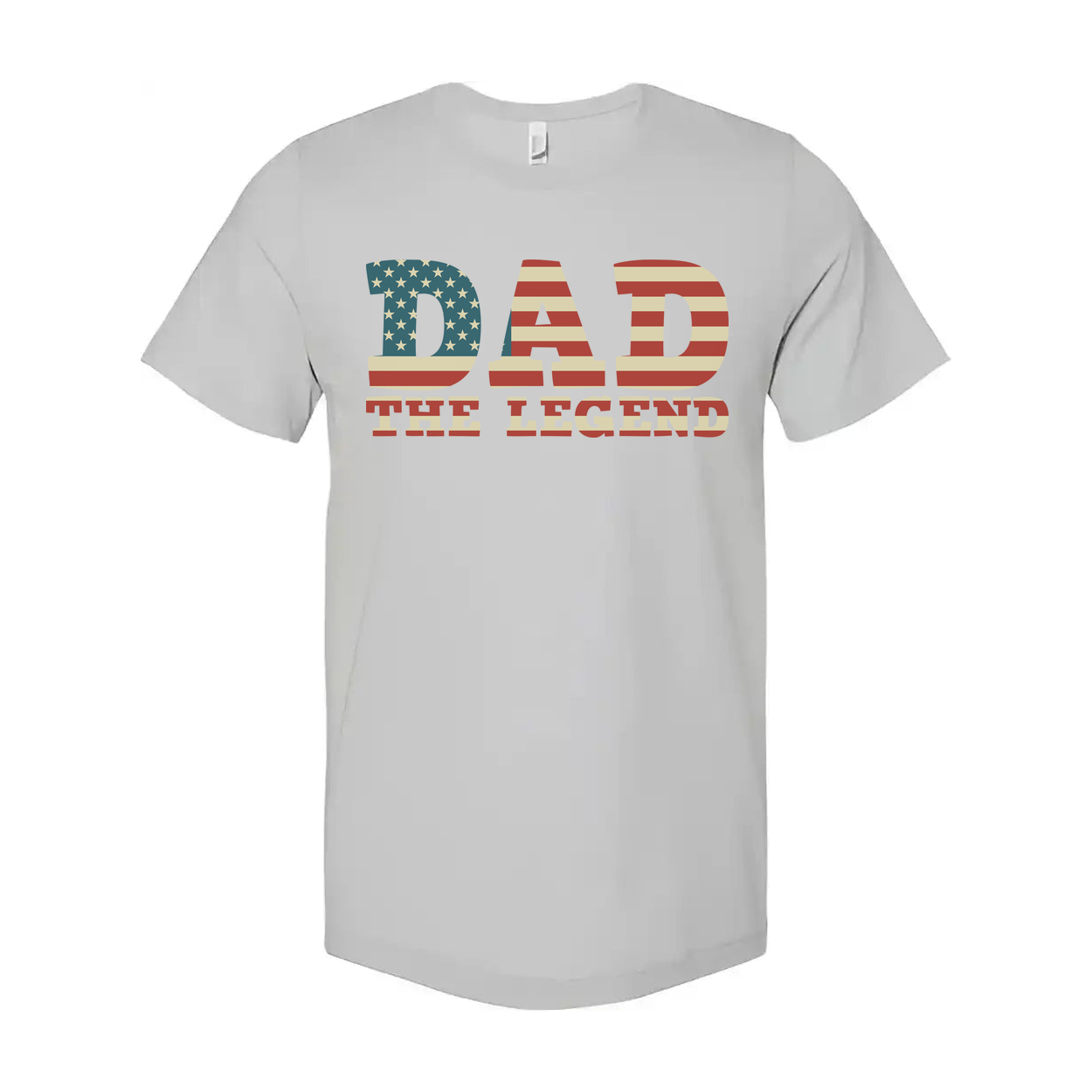 Dad The Legend American Flag Letters Unisex Graphic Tee With Patriotic USA Flag Pattern Short Sleeve