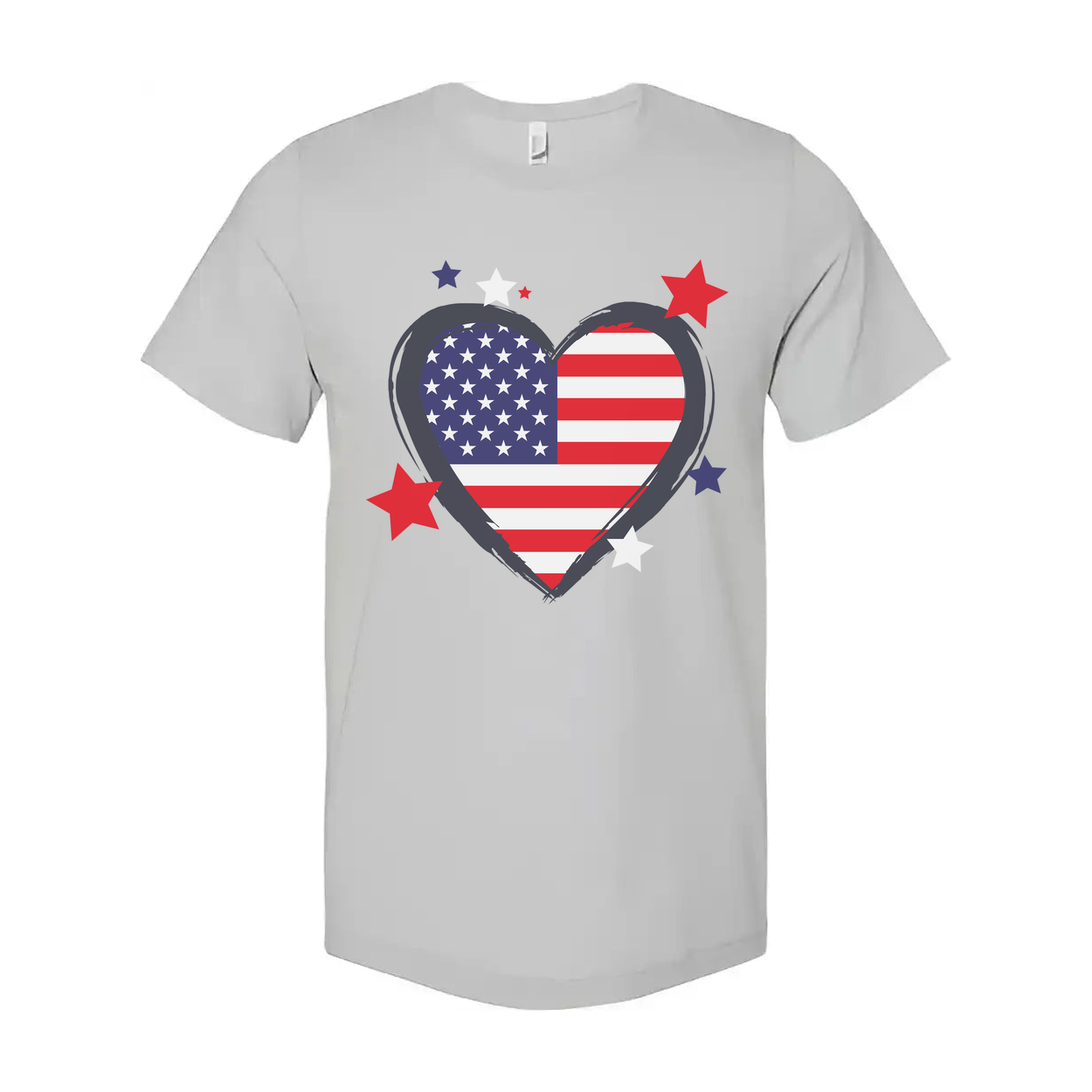 Heart Shaped American Flag Graphic Tee For Men And Women Unisex Patriotic Apparel Everyday Casual Wear