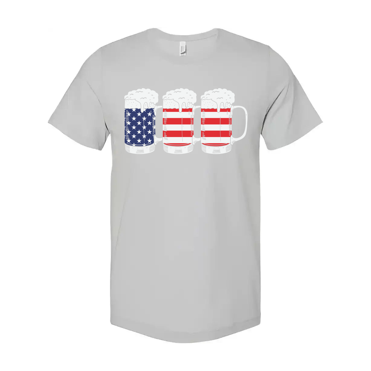 Unisex T Shirt With American Flag Beer Mug Graphic Design Featuring Stars And Stripes Theme