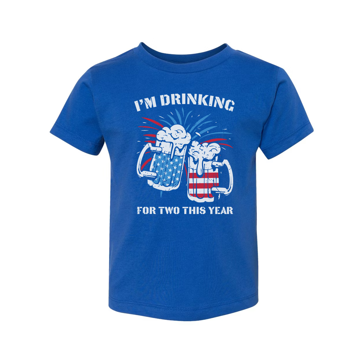 Patriotic Unisex T Shirt With American Flag Themed Beer Mugs And Fireworks Graphic
