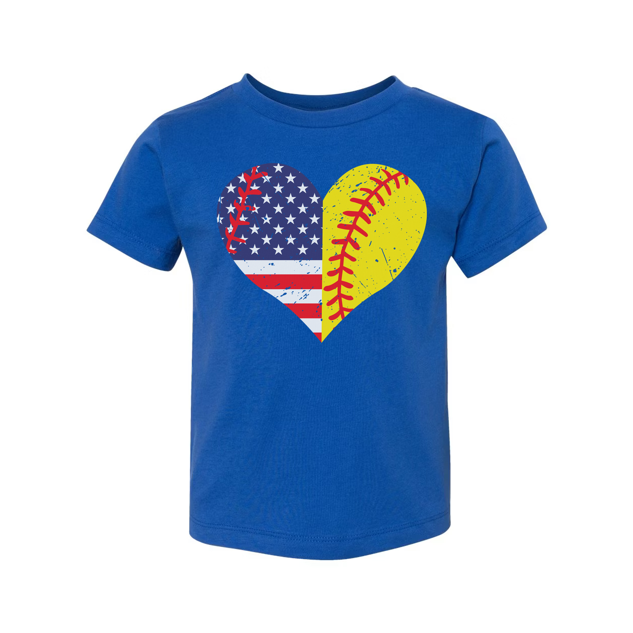 Heart Shape American Flag And Softball Graphic Tee