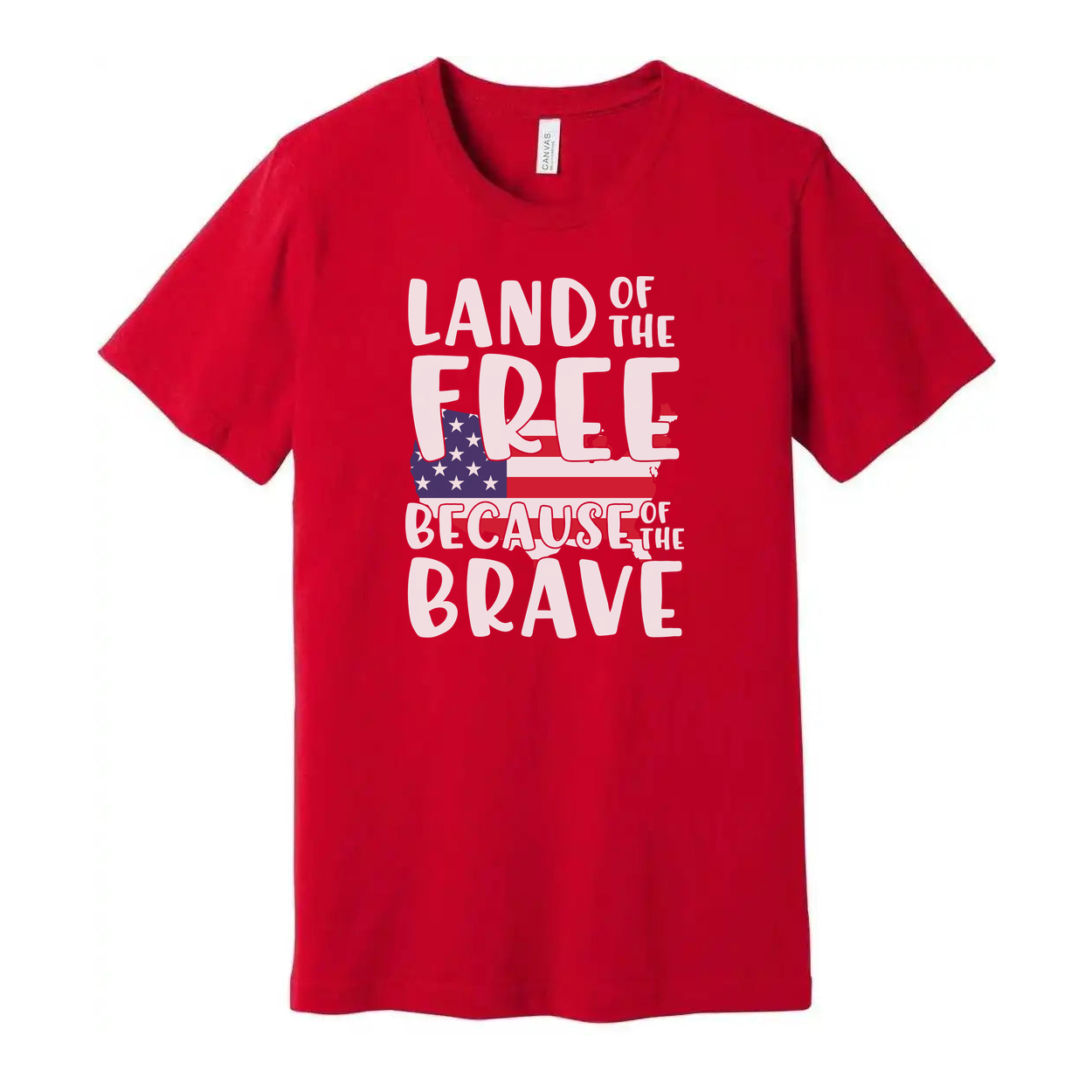 Land Of The Free Because Of The Brave Patriotic USA Flag Graphic Tee For Men And Women Unisex Apparel
