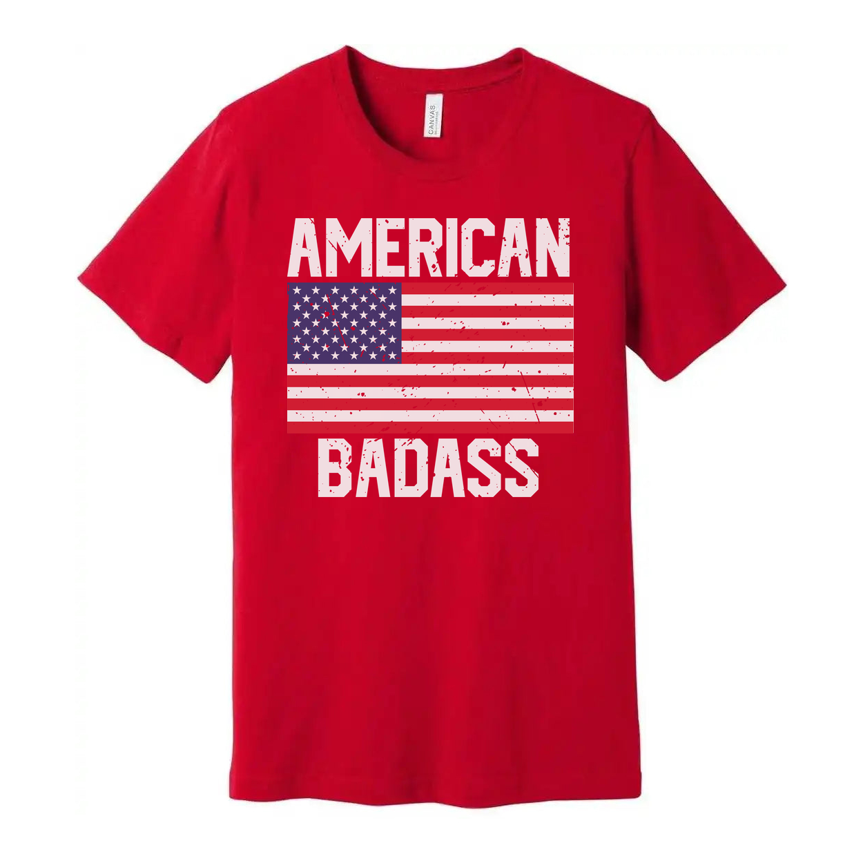 American Flag Graphic Unisex T Shirt With Bold American Badass Text Design Everyday Wear