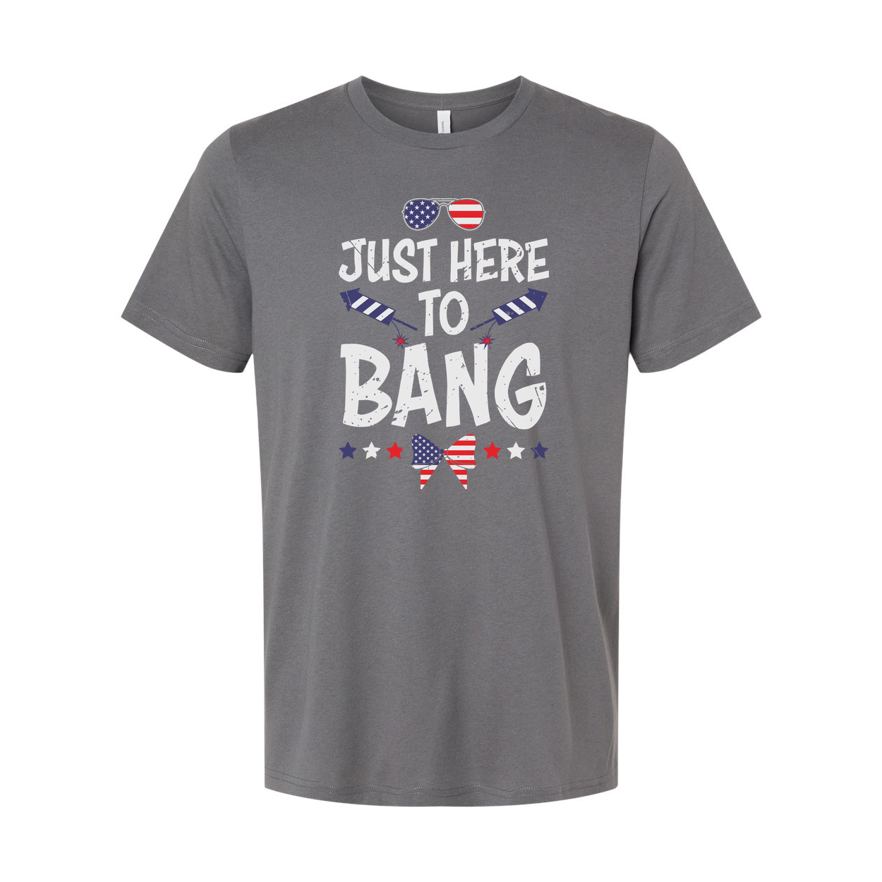 Unisex American Flag Graphic Tee With Stars And Stripes Elements Just Here To Bang