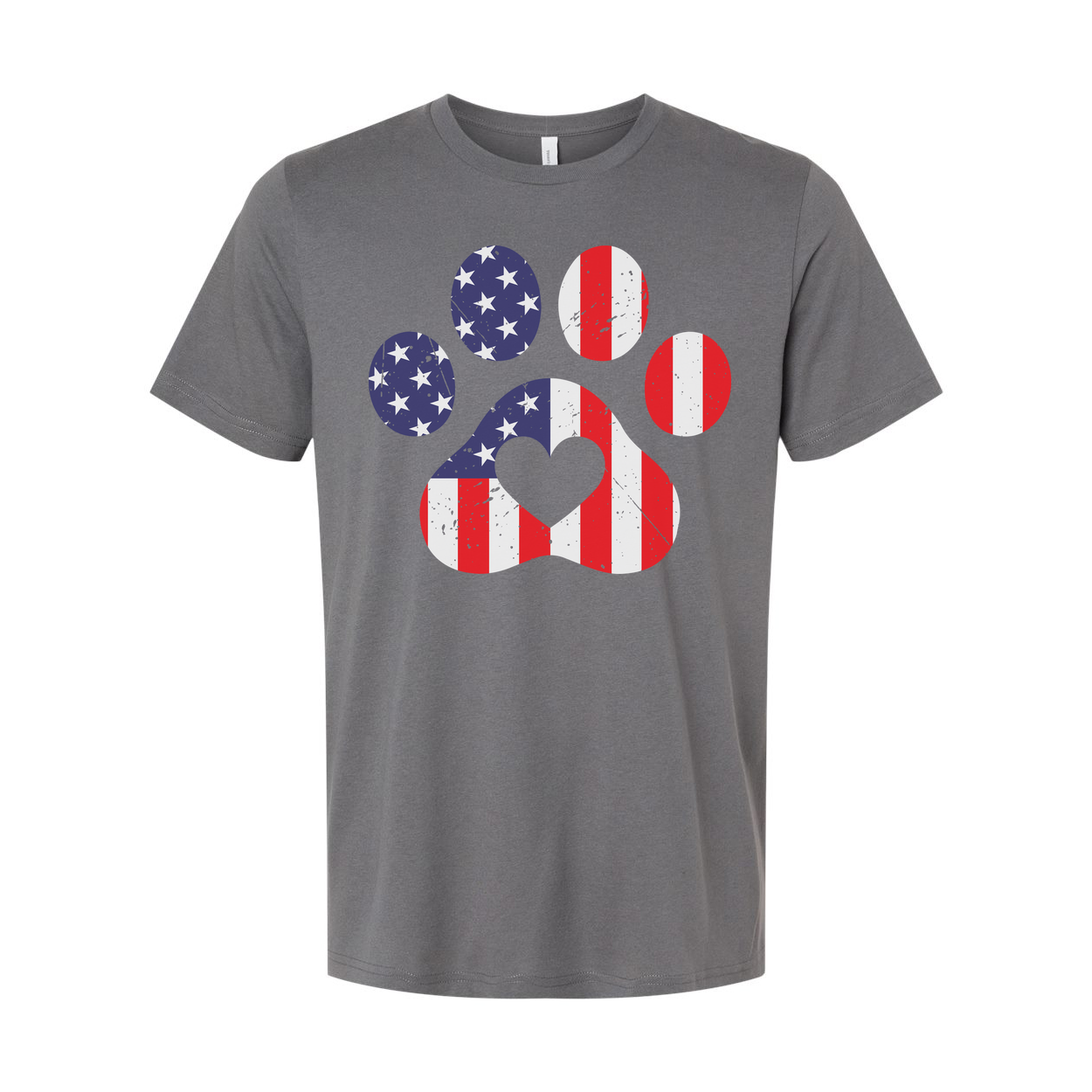 Unisex American Flag Paw Print T Shirt With Stars Stripes Pattern And Patriotic Design