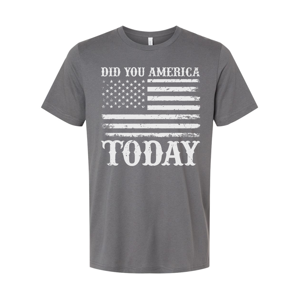 Unisex T Shirt With Faded American Flag Graphic And Did You America Today Text Graphic Tee