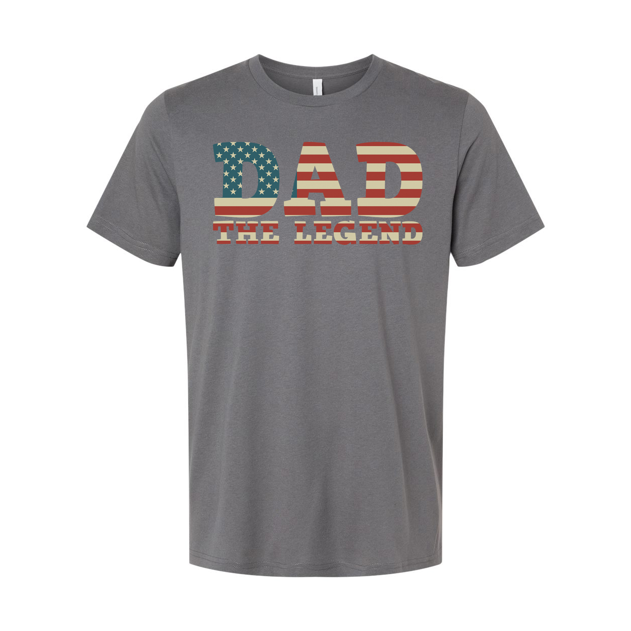Dad The Legend American Flag Letters Unisex Graphic Tee With Patriotic USA Flag Pattern Short Sleeve