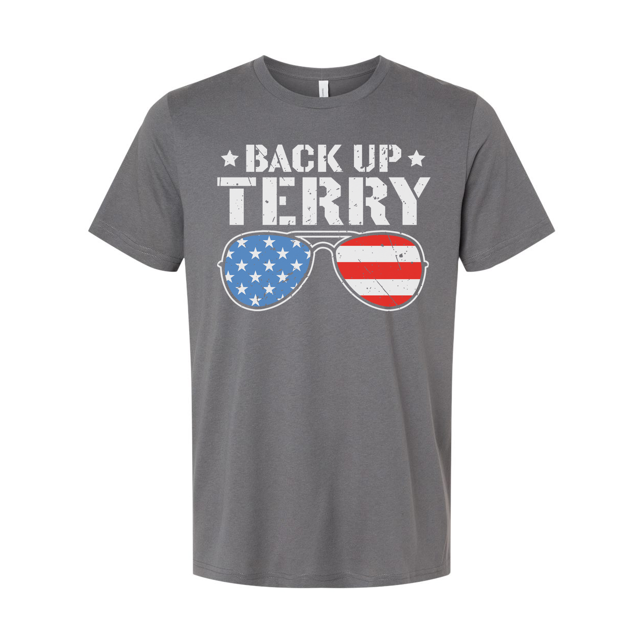 Back Up Terry Unisex American Flag Sunglasses Graphic Tee For Men And Women Everyday Wear