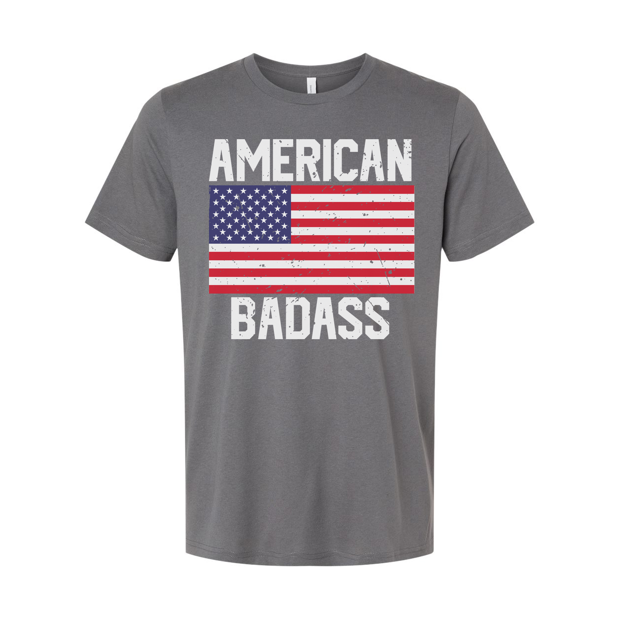 American Flag Graphic Unisex T Shirt With Bold American Badass Text Design Everyday Wear
