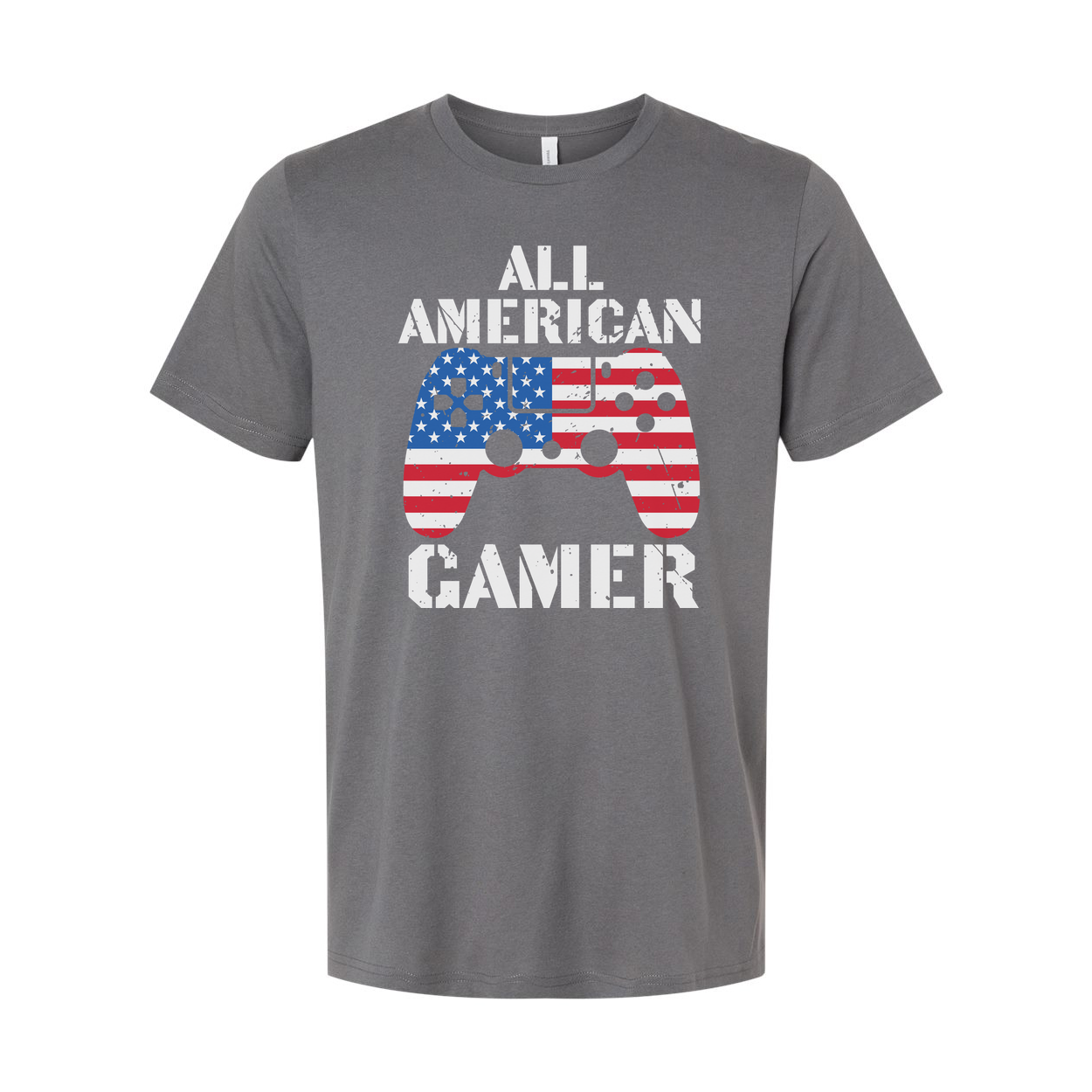 All American Gamer Graphic Tee Showcasing United States Flag Controller Artwork For Gamers