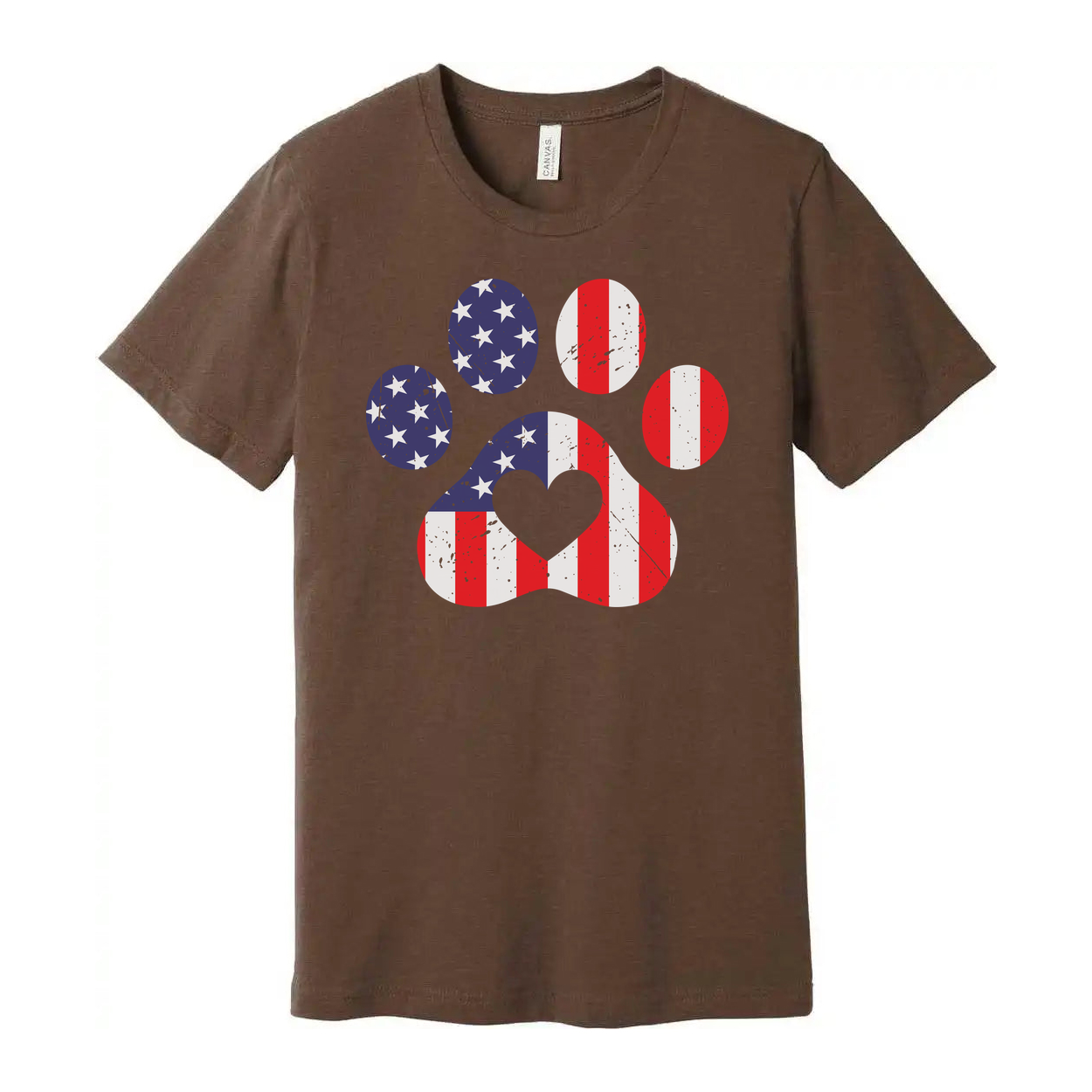 Unisex American Flag Paw Print T Shirt With Stars Stripes Pattern And Patriotic Design