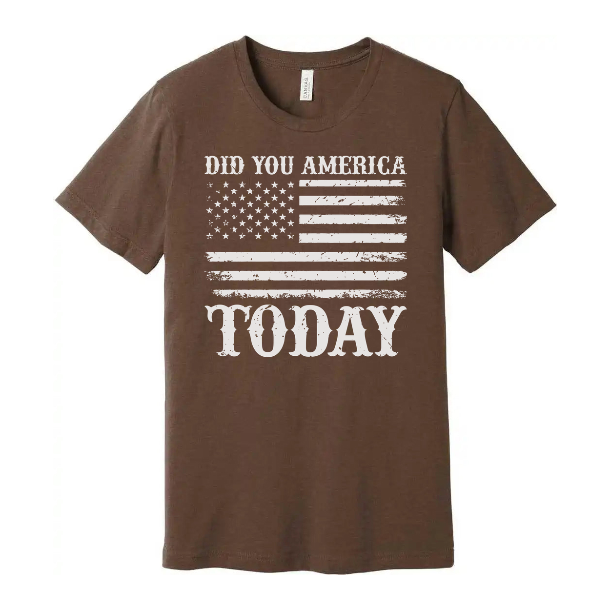 Unisex T Shirt With Faded American Flag Graphic And Did You America Today Text Graphic Tee