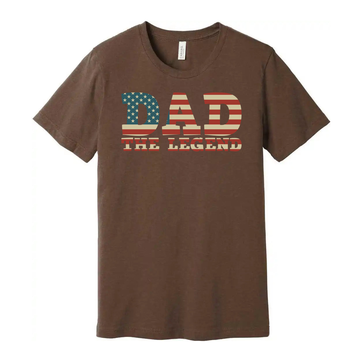 Dad The Legend American Flag Letters Unisex Graphic Tee With Patriotic USA Flag Pattern Short Sleeve