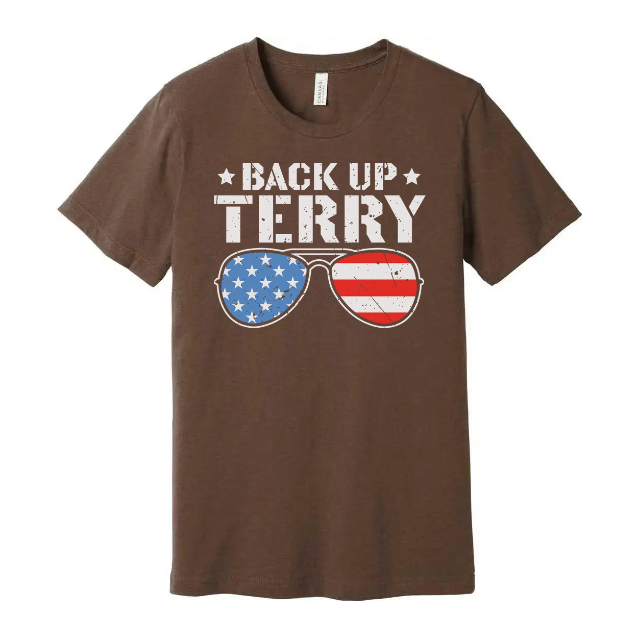 Back Up Terry Unisex American Flag Sunglasses Graphic Tee For Men And Women Everyday Wear