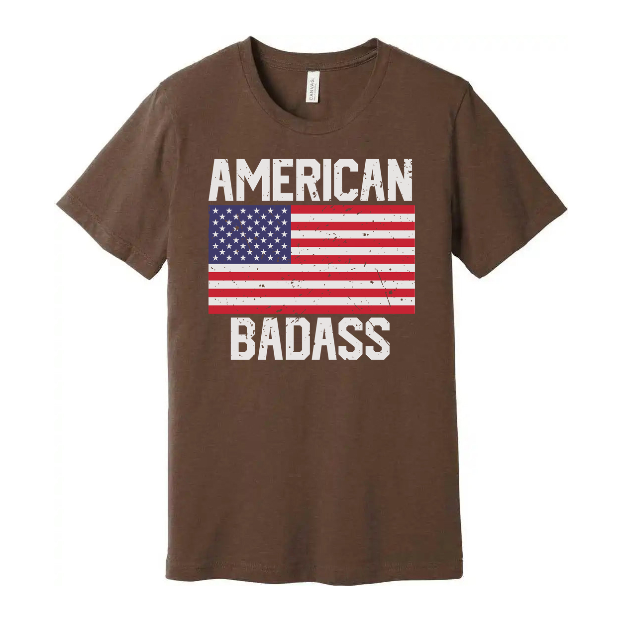 American Flag Graphic Unisex T Shirt With Bold American Badass Text Design Everyday Wear