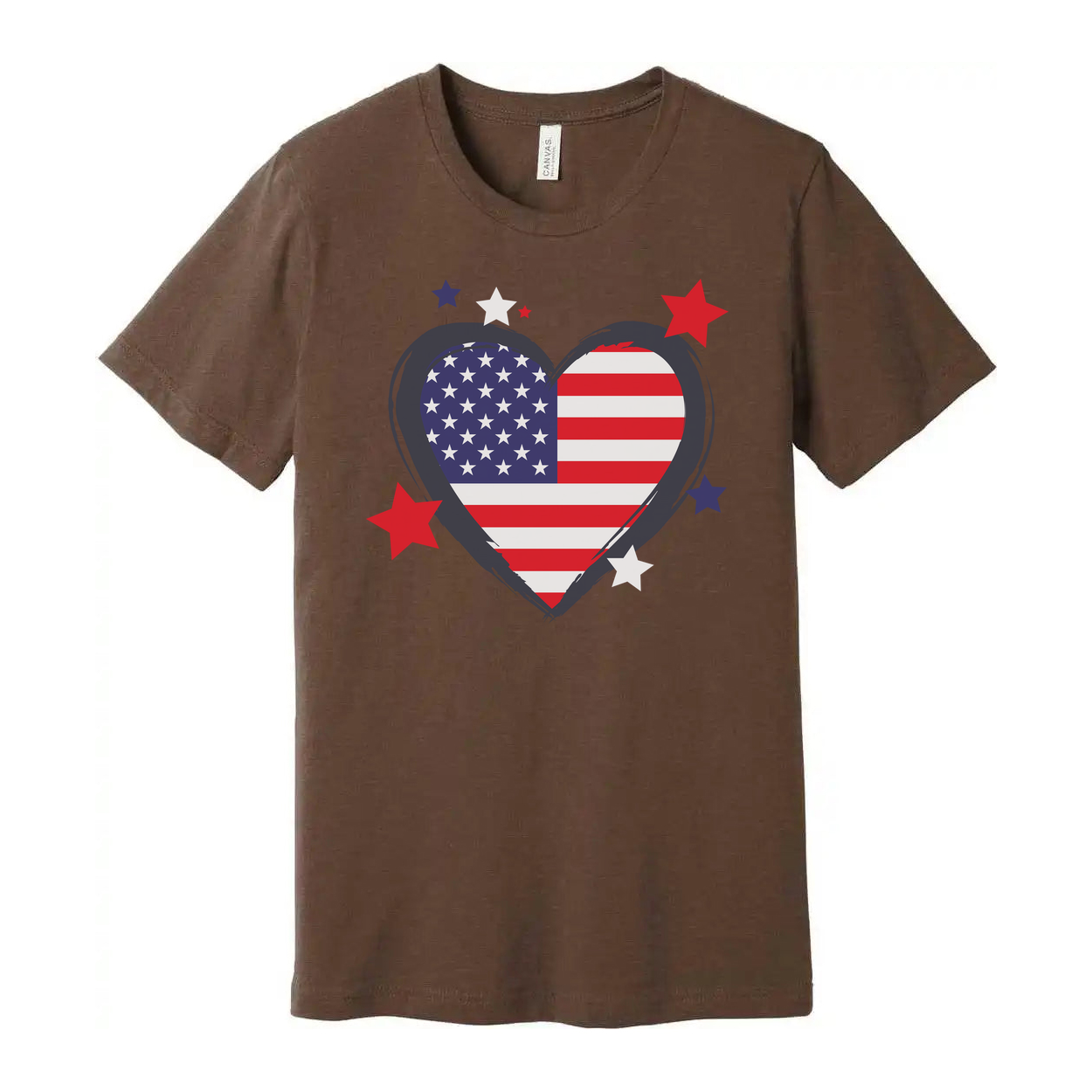 Heart Shaped American Flag Graphic Tee For Men And Women Unisex Patriotic Apparel Everyday Casual Wear