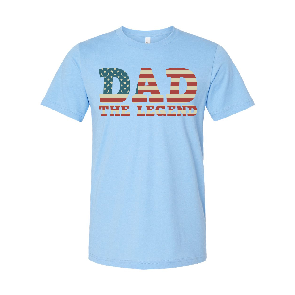 Dad The Legend American Flag Letters Unisex Graphic Tee With Patriotic USA Flag Pattern Short Sleeve