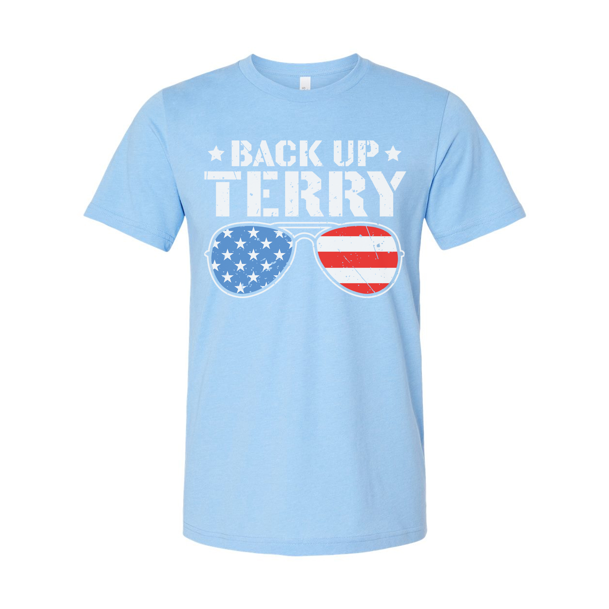 Back Up Terry Unisex American Flag Sunglasses Graphic Tee For Men And Women Everyday Wear
