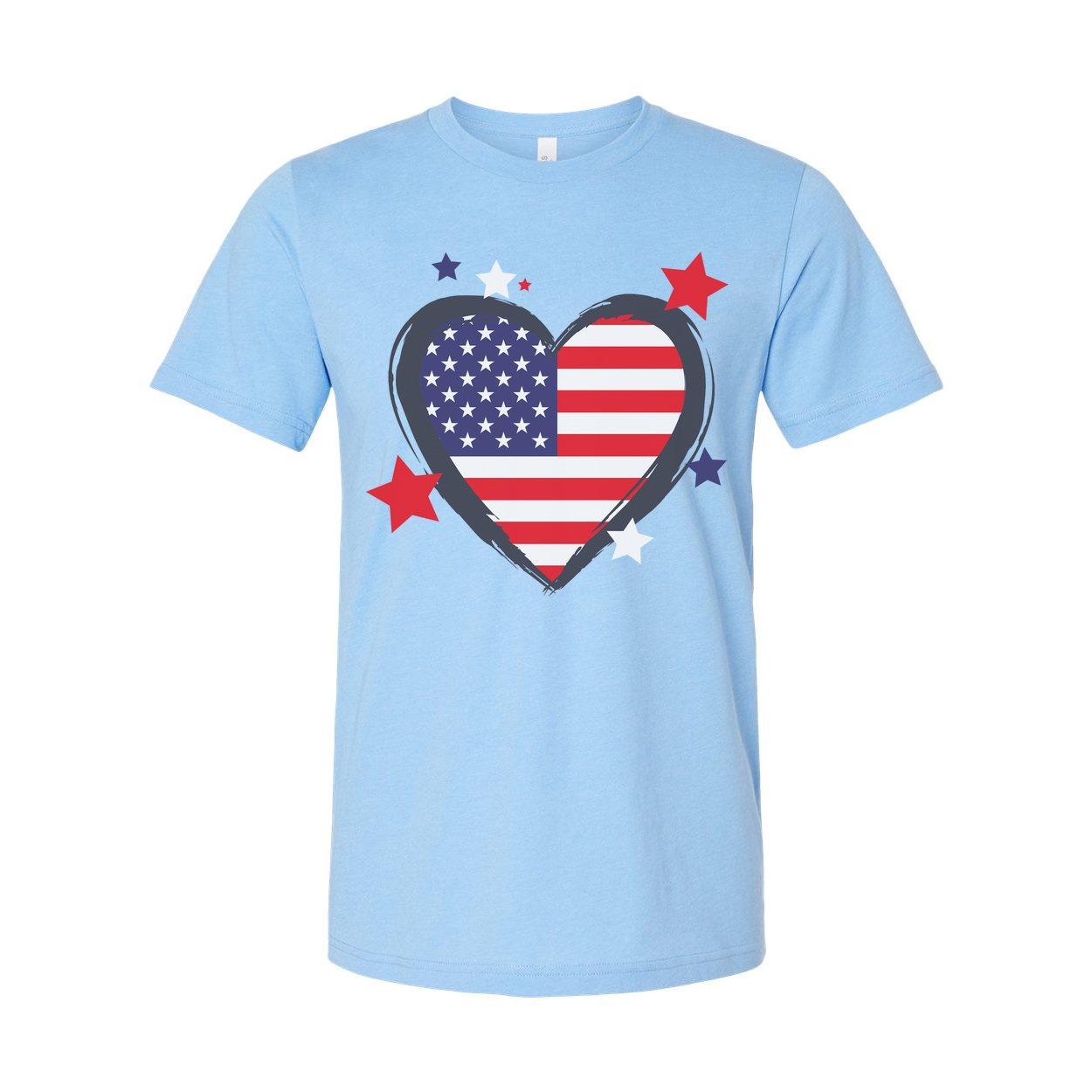 Heart Shaped American Flag Graphic Tee For Men And Women Unisex Patriotic Apparel Everyday Casual Wear