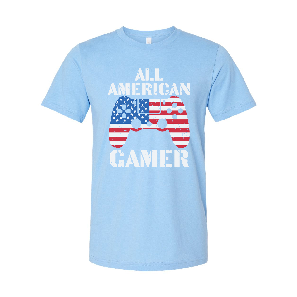 All American Gamer Graphic Tee Showcasing United States Flag Controller Artwork For Gamers
