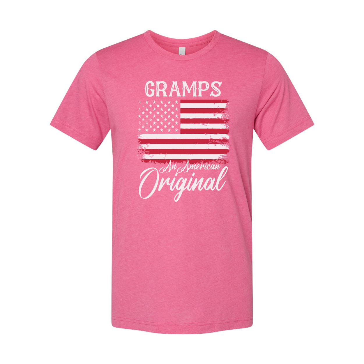 Gramps American Flag Distressed Graphic T Shirt With Original Script Typography For Patriotic Style