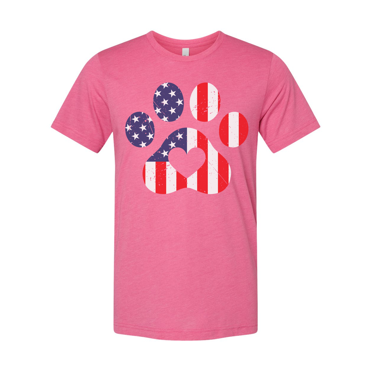 Unisex American Flag Paw Print T Shirt With Stars Stripes Pattern And Patriotic Design