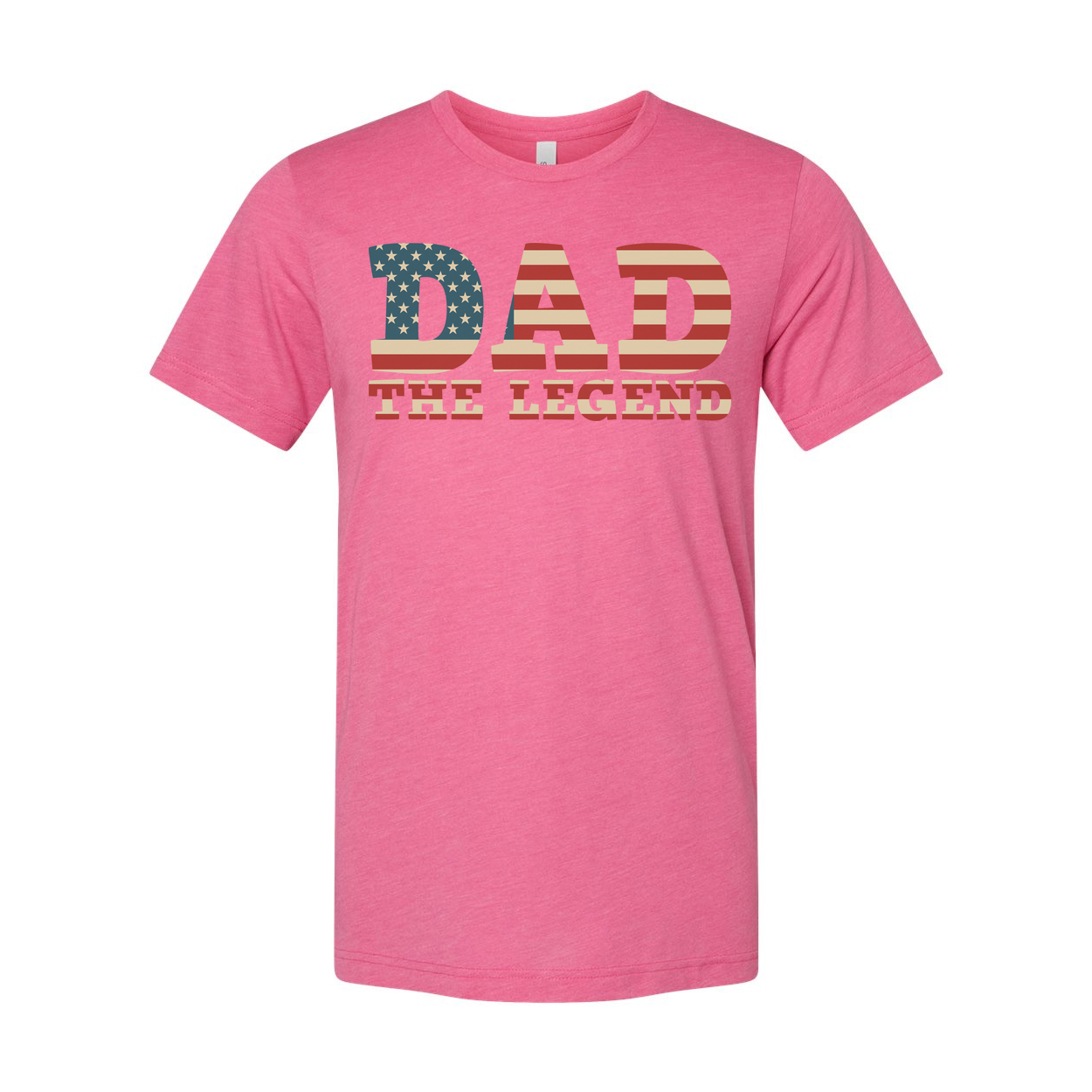 Dad The Legend American Flag Letters Unisex Graphic Tee With Patriotic USA Flag Pattern Short Sleeve