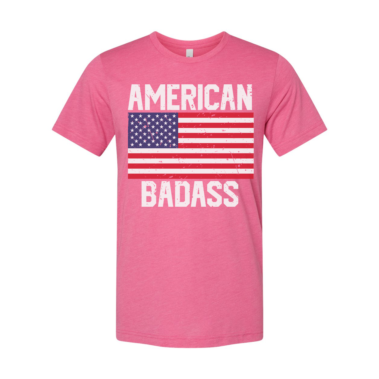 American Flag Graphic Unisex T Shirt With Bold American Badass Text Design Everyday Wear