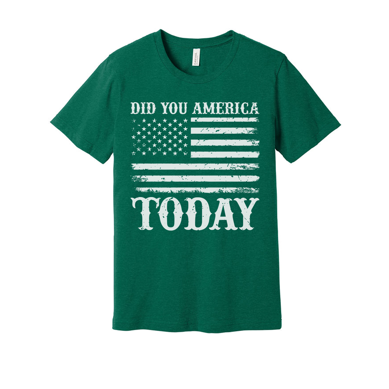 Unisex T Shirt With Faded American Flag Graphic And Did You America Today Text Graphic Tee