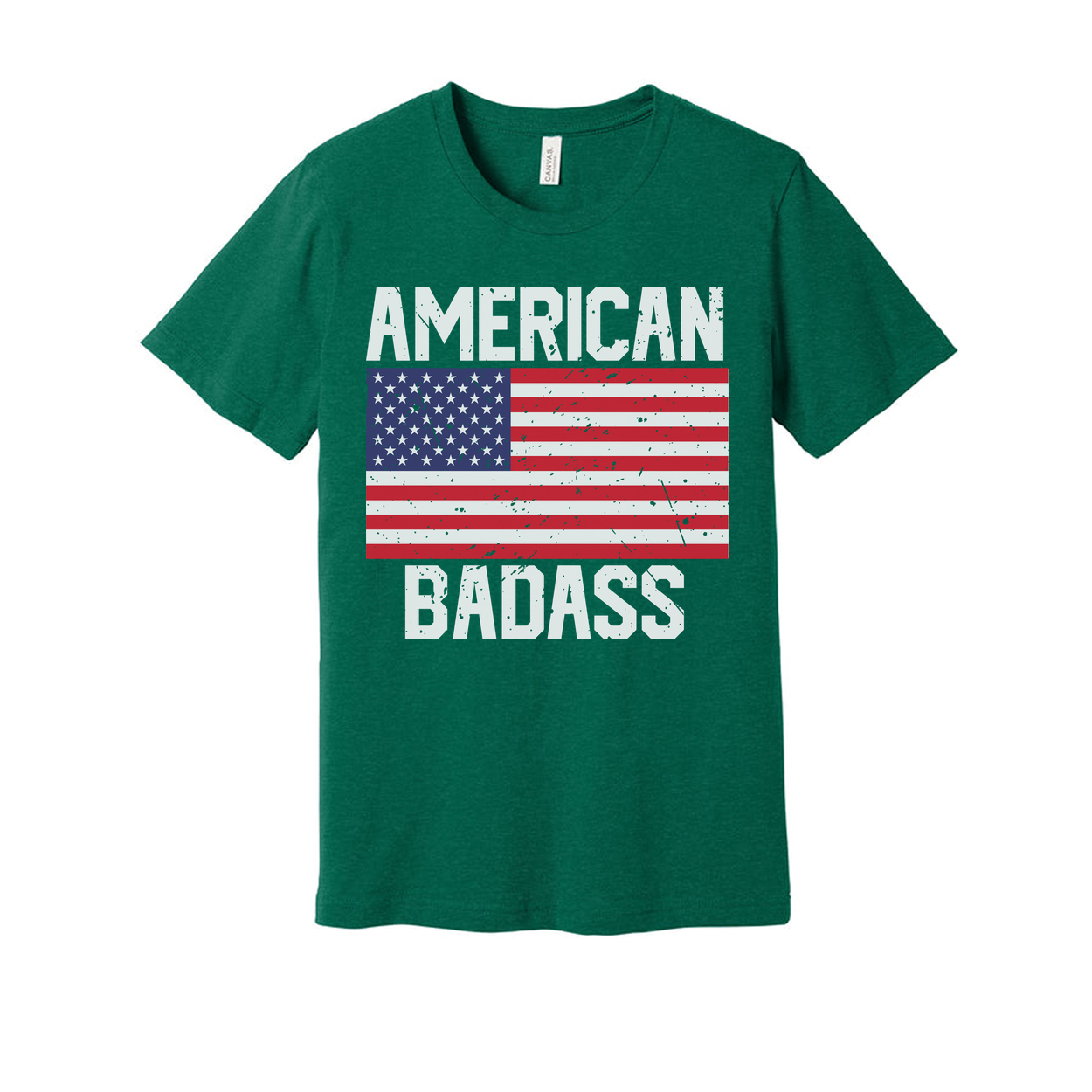 American Flag Graphic Unisex T Shirt With Bold American Badass Text Design Everyday Wear