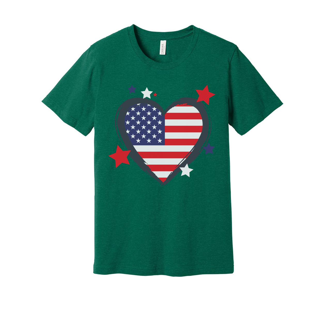 Heart Shaped American Flag Graphic Tee For Men And Women Unisex Patriotic Apparel Everyday Casual Wear