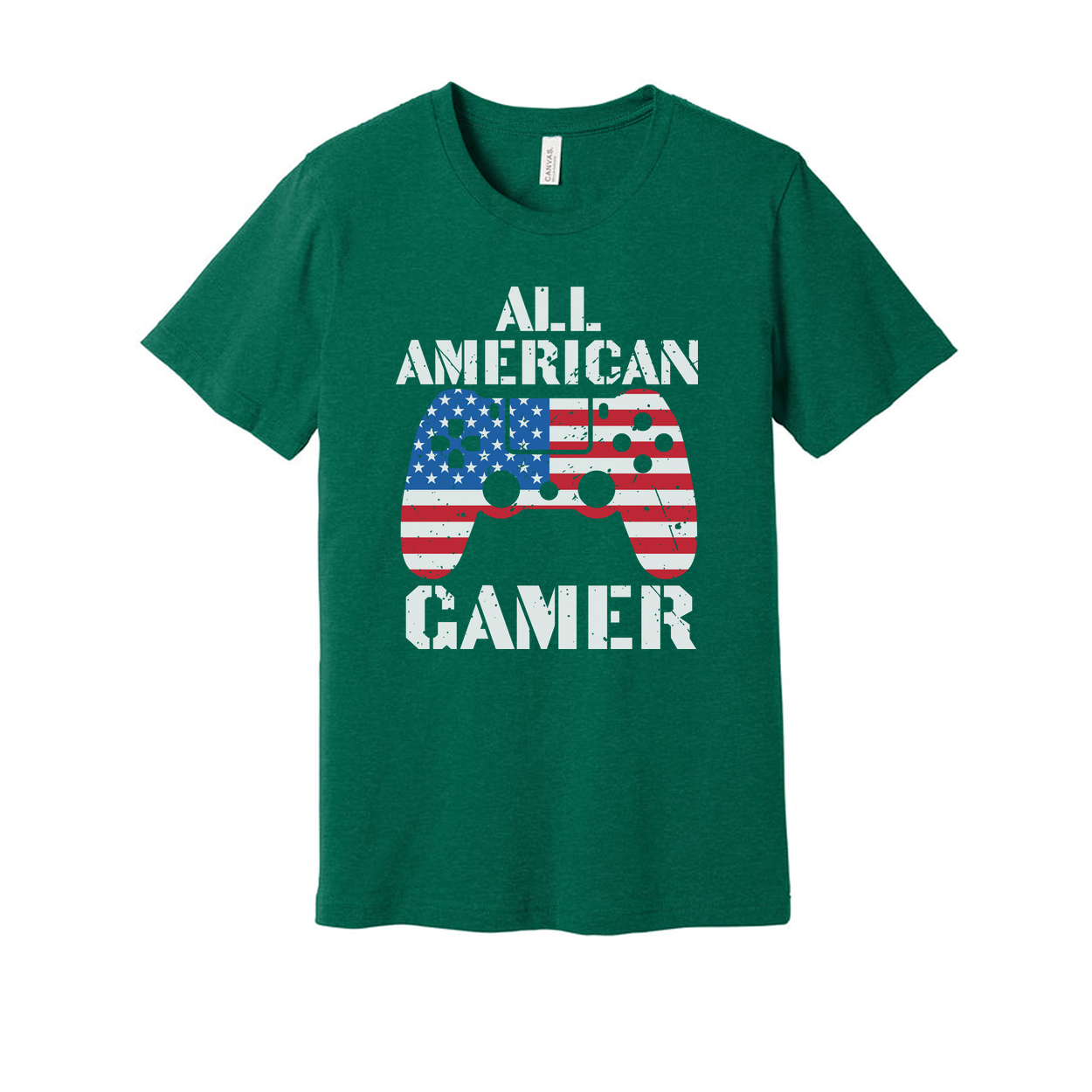 All American Gamer Graphic Tee Showcasing United States Flag Controller Artwork For Gamers