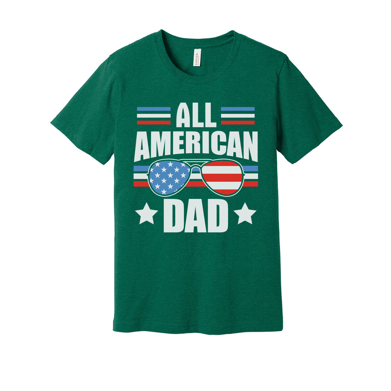 All American Dad Graphic T Shirt With Flag Sunglasses