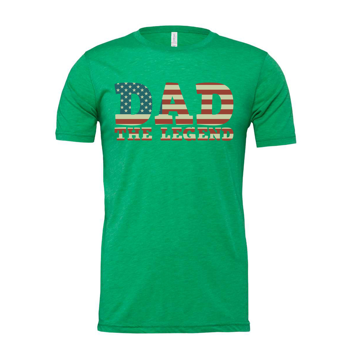 Dad The Legend American Flag Letters Unisex Graphic Tee With Patriotic USA Flag Pattern Short Sleeve