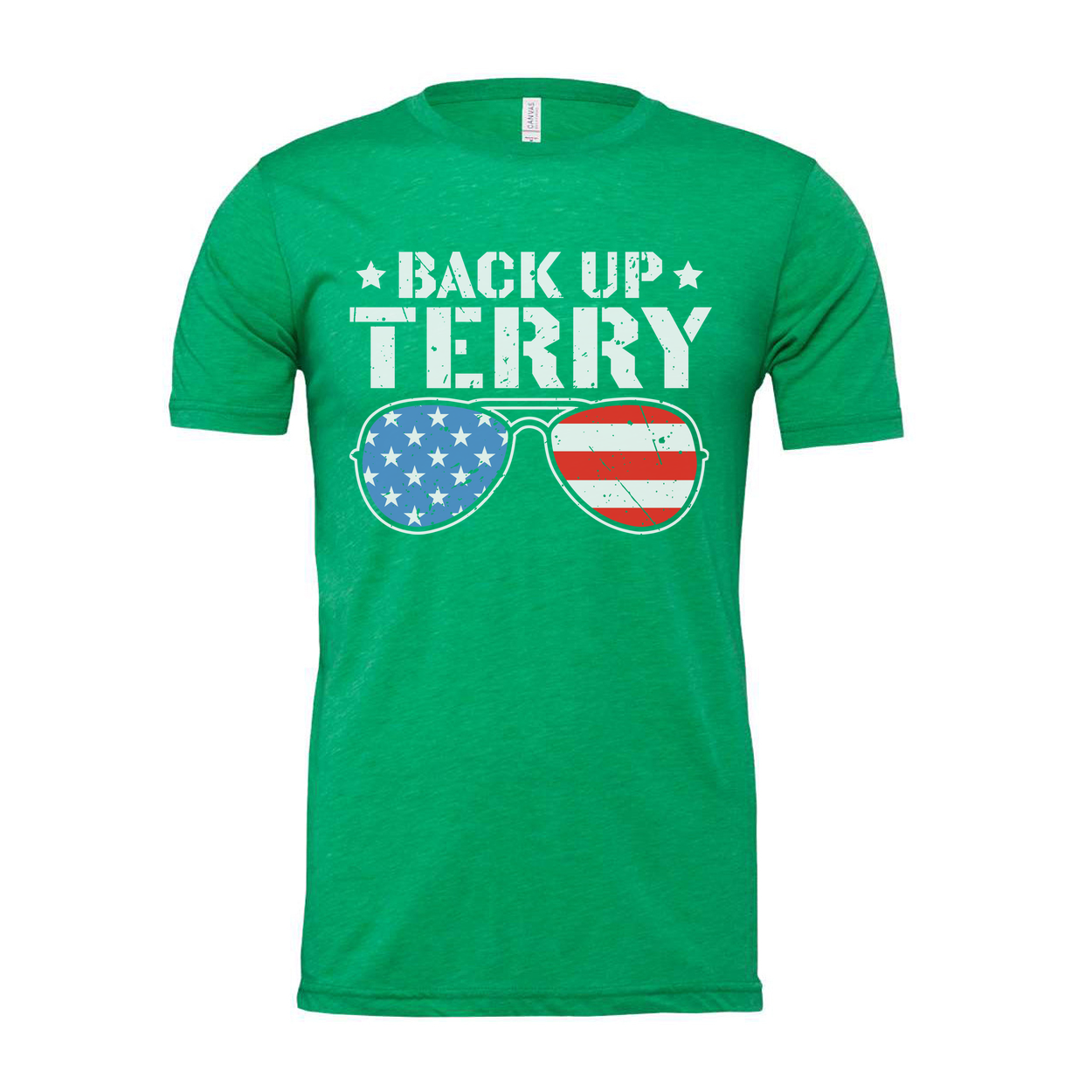 Back Up Terry Unisex American Flag Sunglasses Graphic Tee For Men And Women Everyday Wear