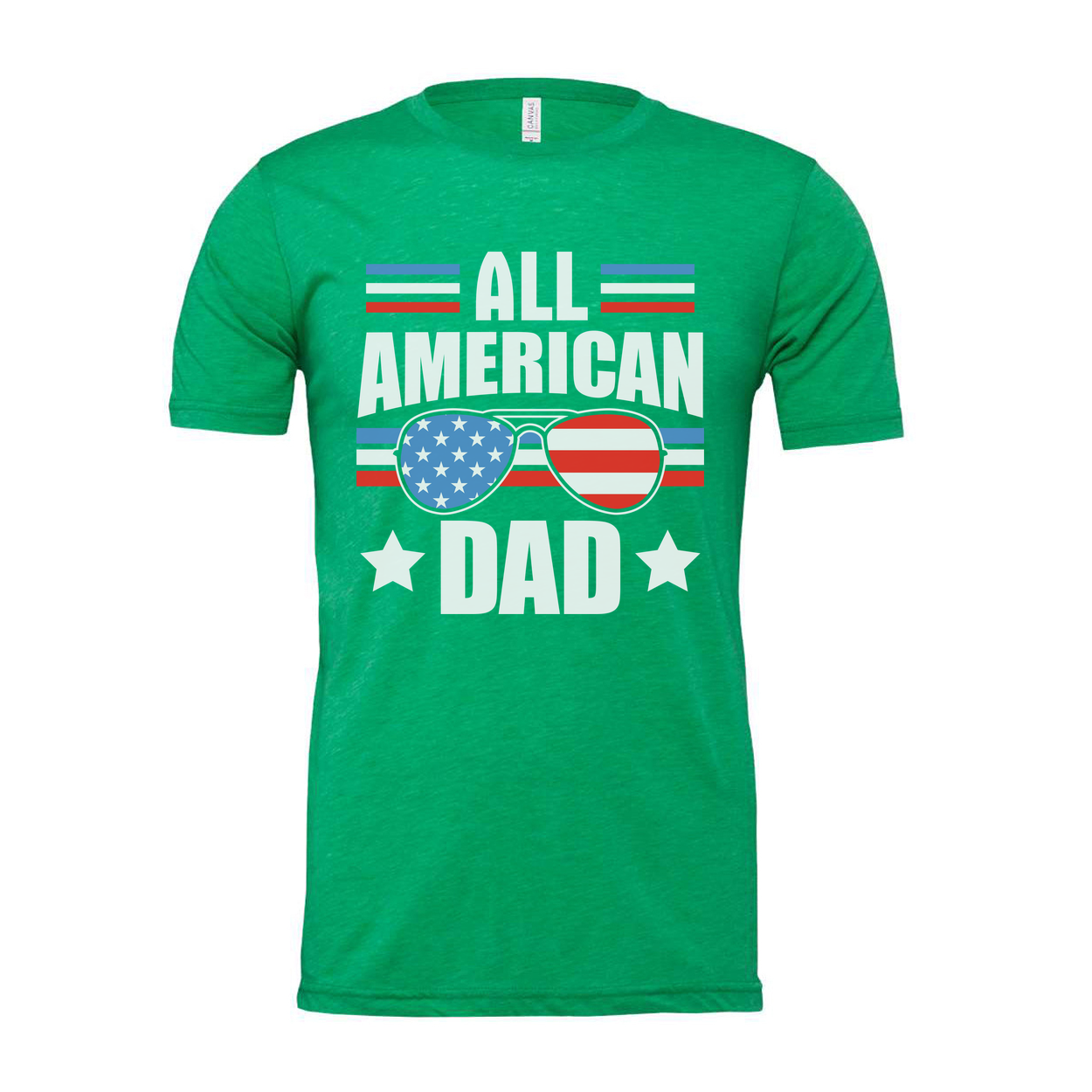 All American Dad Graphic T Shirt With Flag Sunglasses