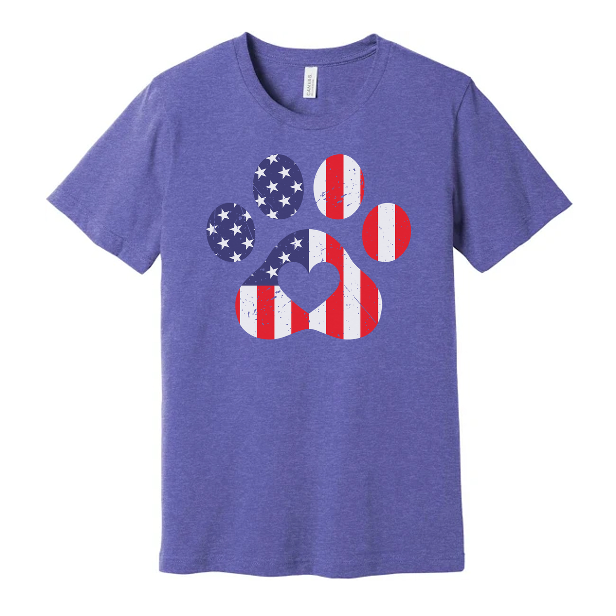 Unisex American Flag Paw Print T Shirt With Stars Stripes Pattern And Patriotic Design