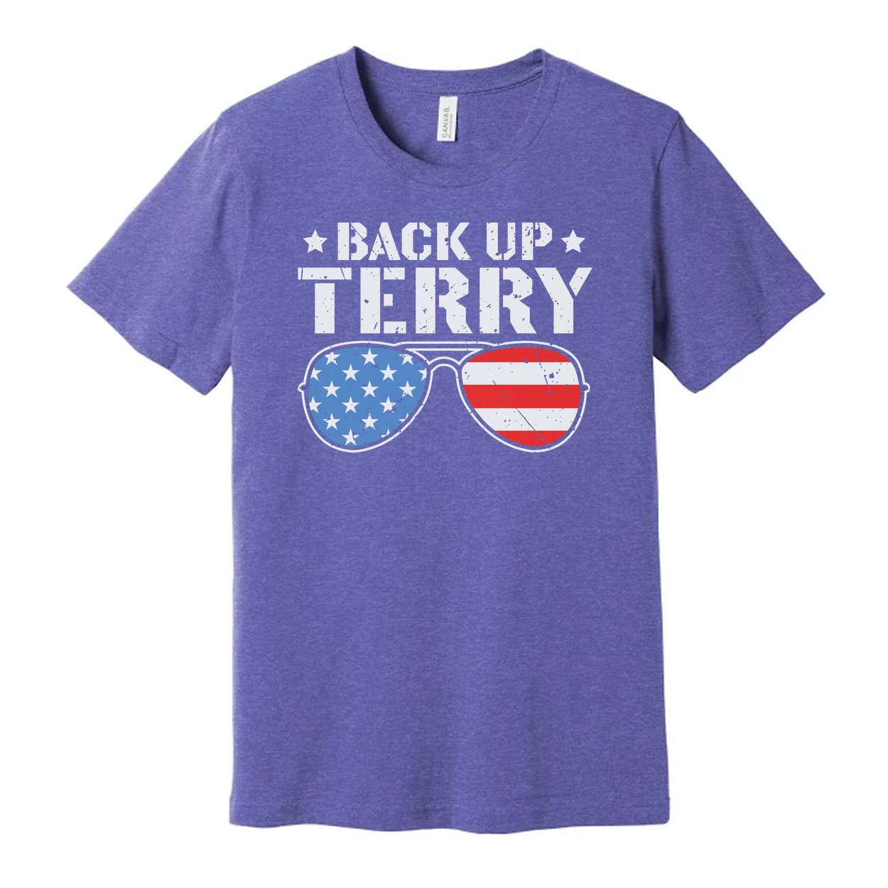 Back Up Terry Unisex American Flag Sunglasses Graphic Tee For Men And Women Everyday Wear