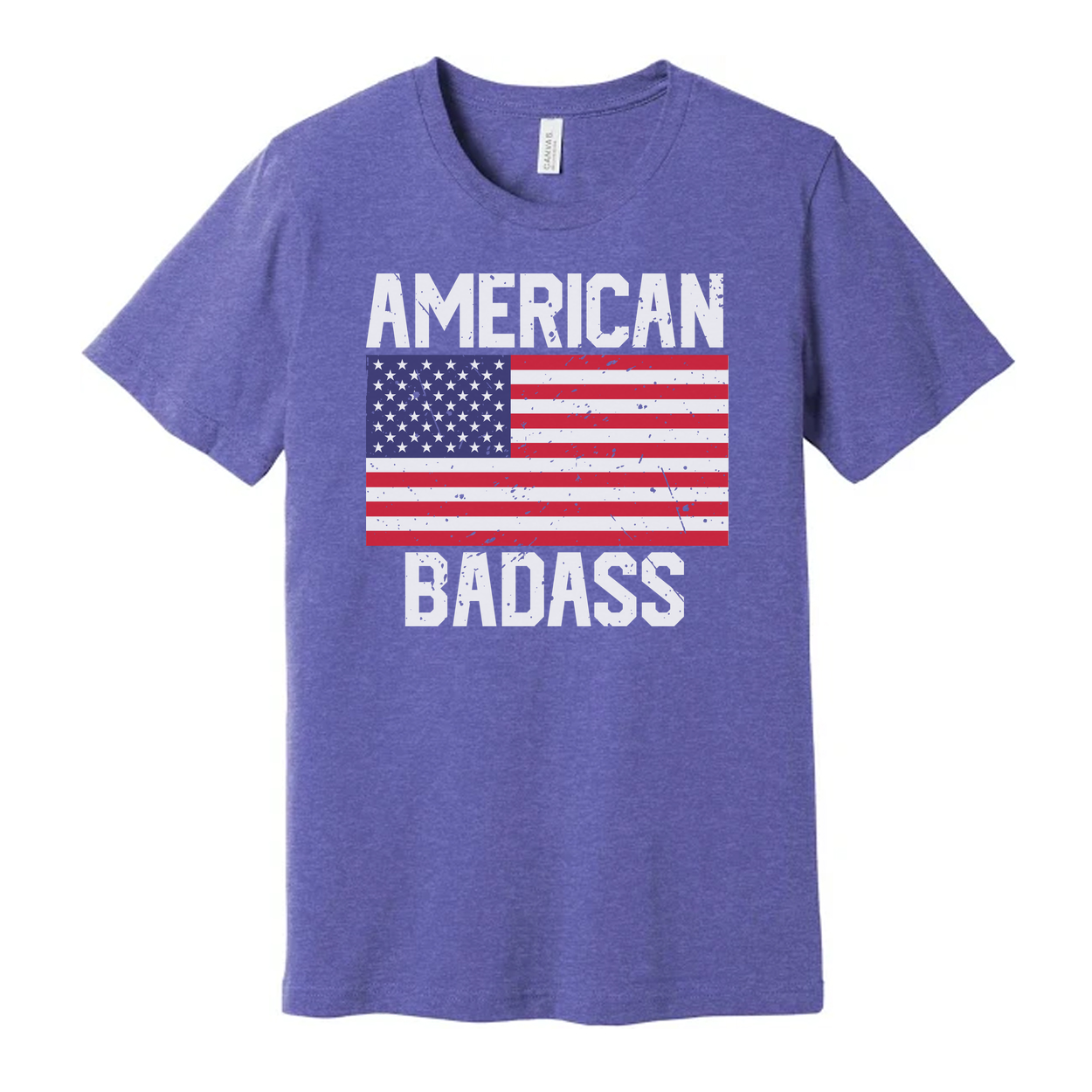 American Flag Graphic Unisex T Shirt With Bold American Badass Text Design Everyday Wear