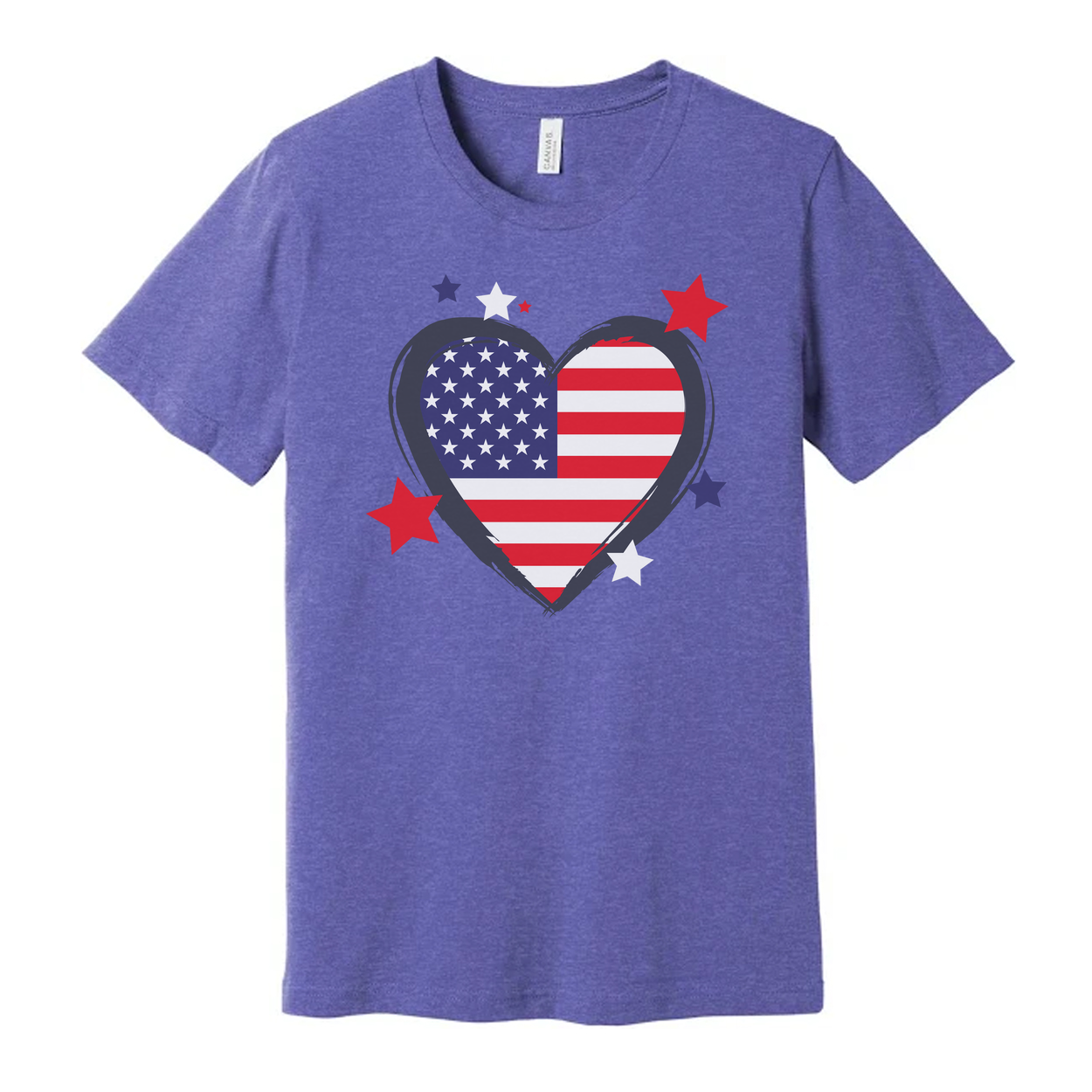 Heart Shaped American Flag Graphic Tee For Men And Women Unisex Patriotic Apparel Everyday Casual Wear