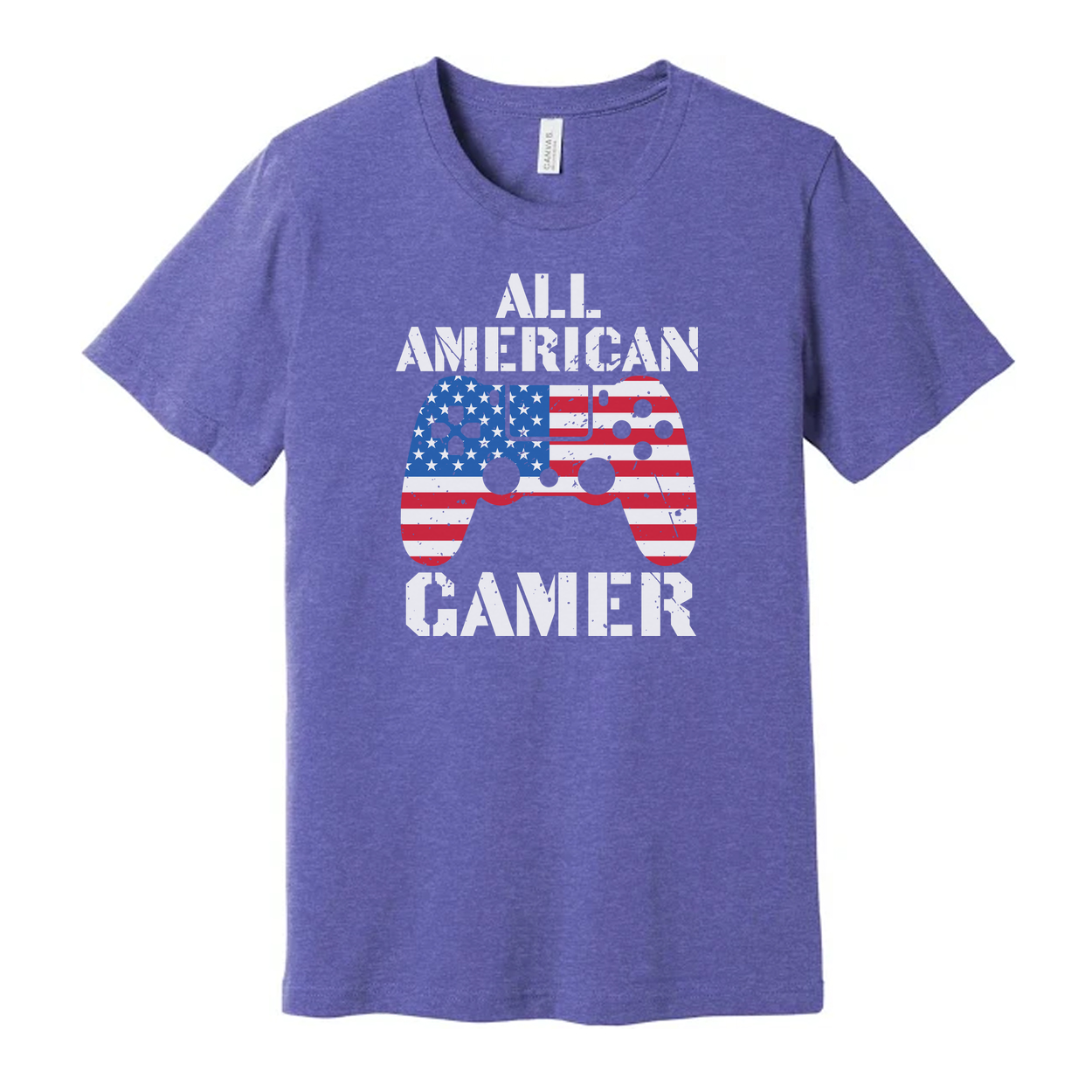 All American Gamer Graphic Tee Showcasing United States Flag Controller Artwork For Gamers