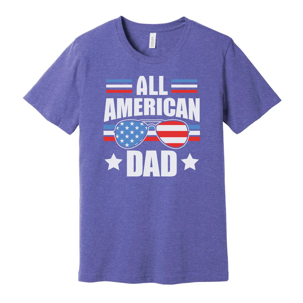 All American Dad Graphic T Shirt With Flag Sunglasses
