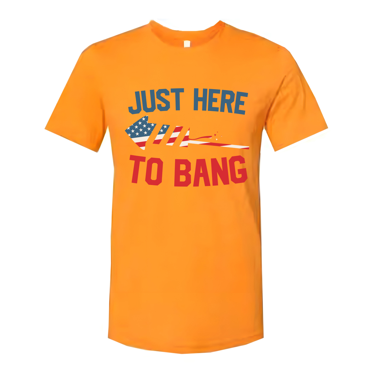 Just Here To Bang Unisex Patriotic Tee With American Flag Graphics For Everyday Wear