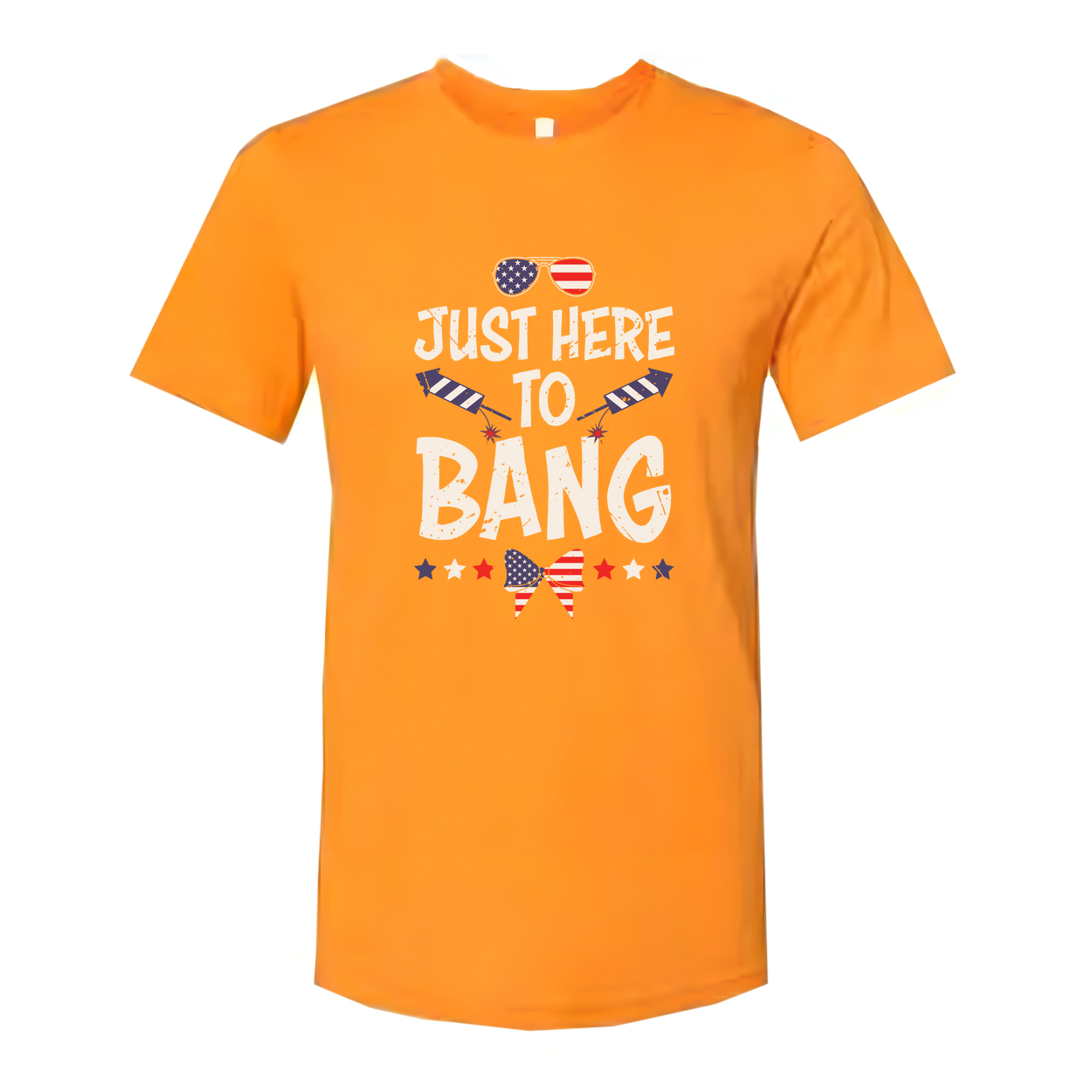 Unisex American Flag Graphic Tee With Stars And Stripes Elements Just Here To Bang