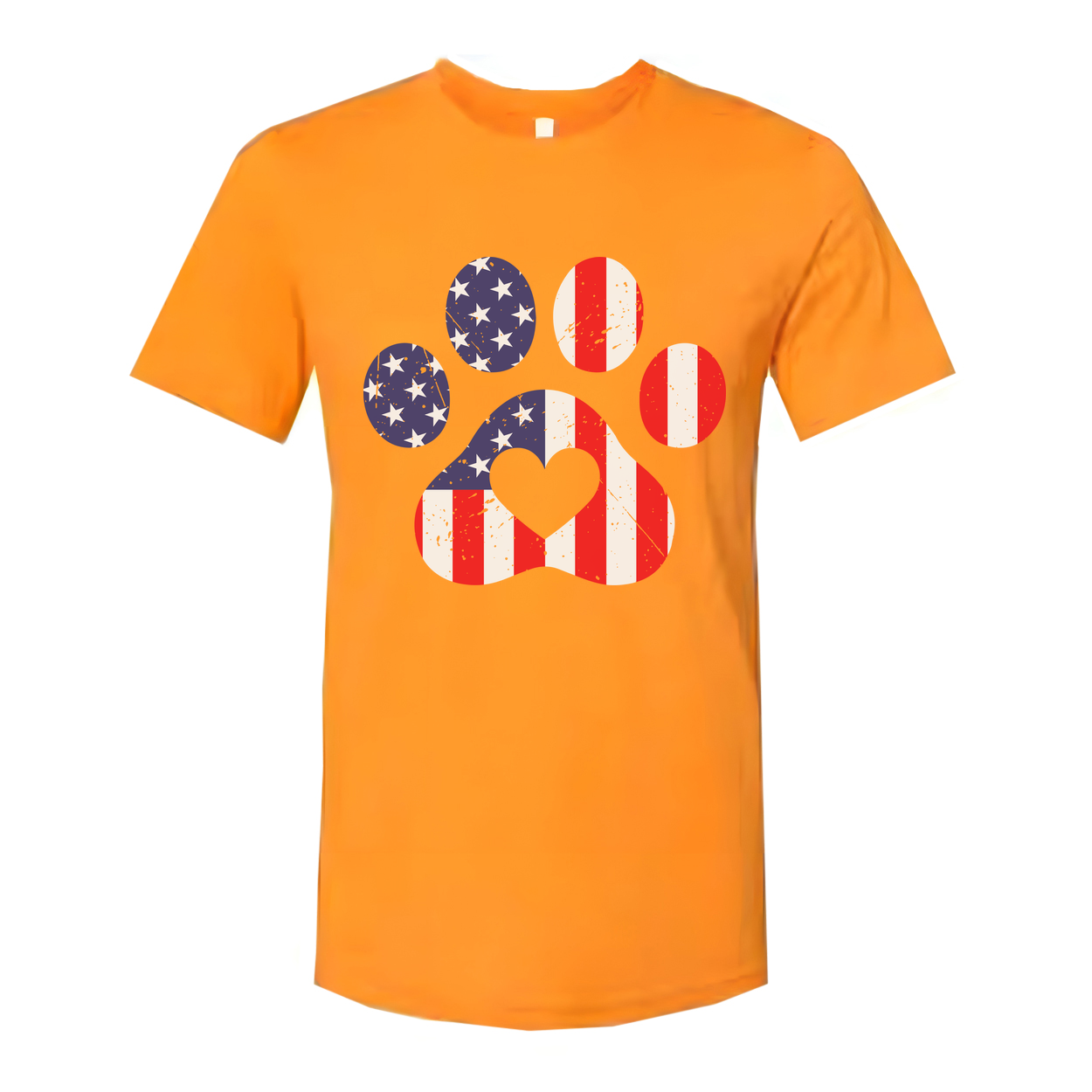 Unisex American Flag Paw Print T Shirt With Stars Stripes Pattern And Patriotic Design