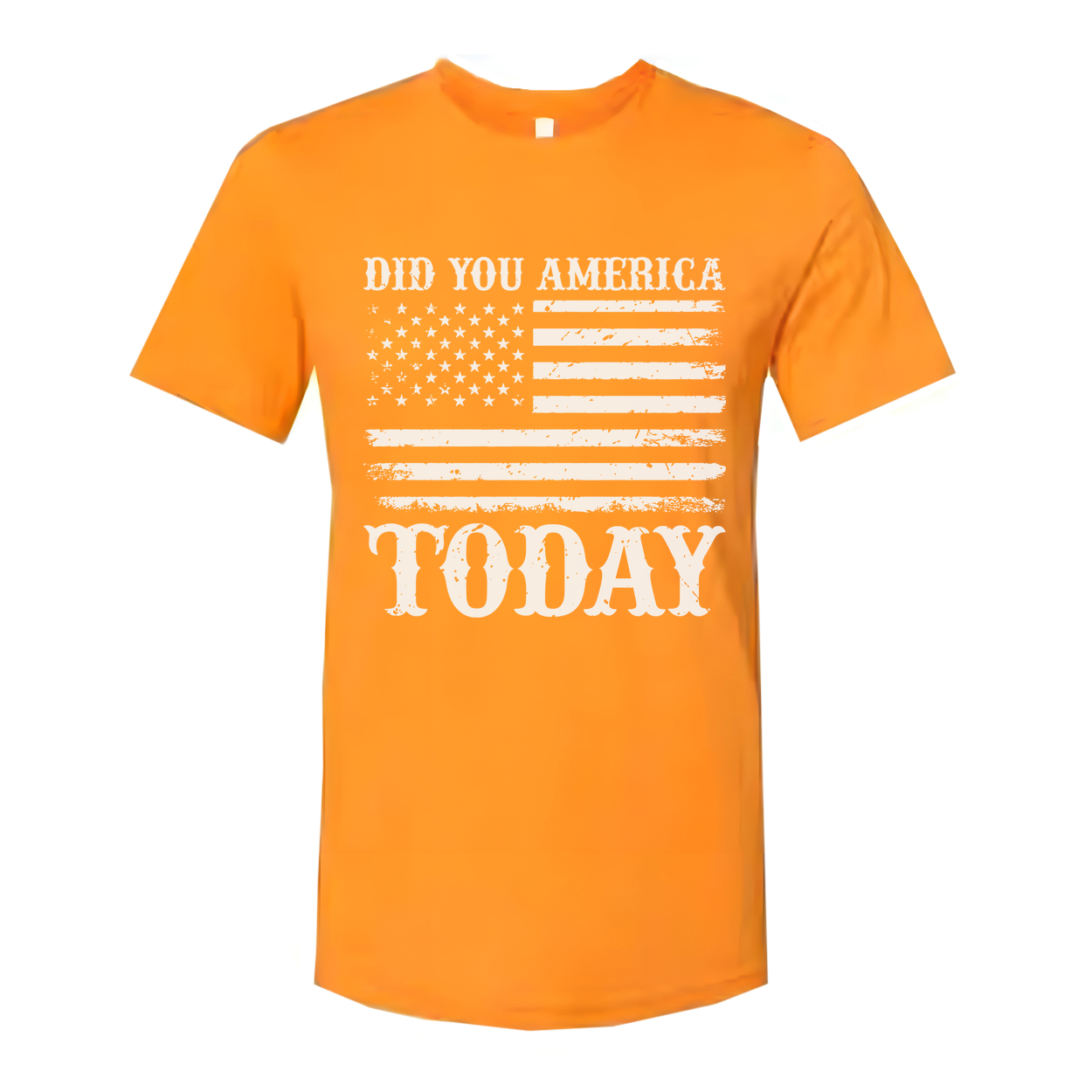 Unisex T Shirt With Faded American Flag Graphic And Did You America Today Text Graphic Tee