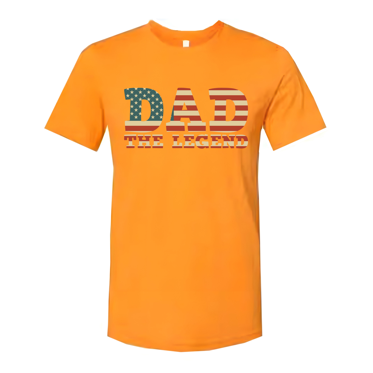 Dad The Legend American Flag Letters Unisex Graphic Tee With Patriotic USA Flag Pattern Short Sleeve