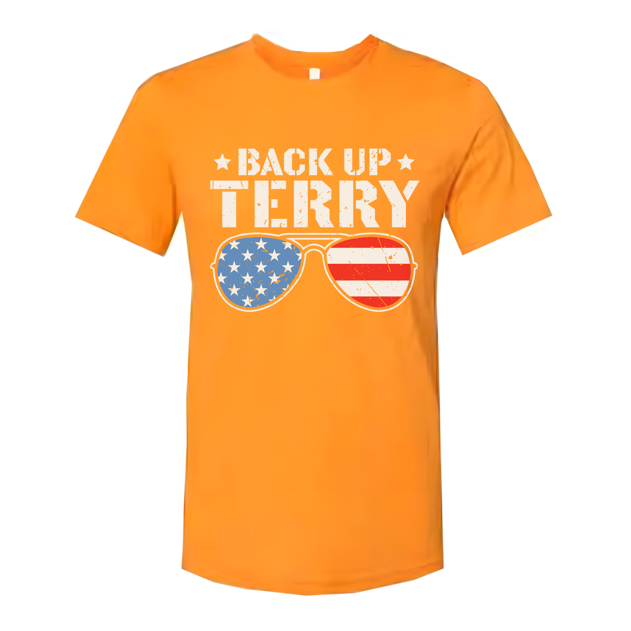 Back Up Terry Unisex American Flag Sunglasses Graphic Tee For Men And Women Everyday Wear
