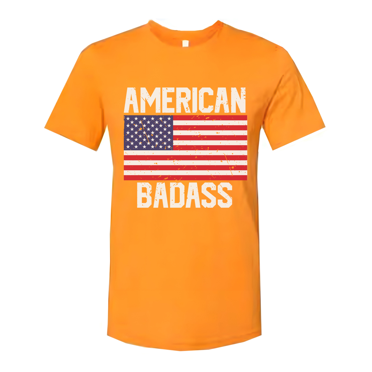 American Flag Graphic Unisex T Shirt With Bold American Badass Text Design Everyday Wear